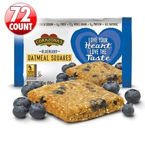 CorazonasTM Heart Healthy Blueberry Oatmeal Squares 72-count 6 - 12-packs, 1.76 Oz. Squares
