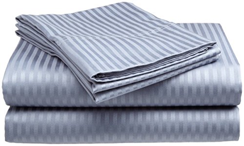 300 Thread Count 100% Cotton Dobby Stripe Sheet Set- Assorted Colors/sizes (Queen, Silver)