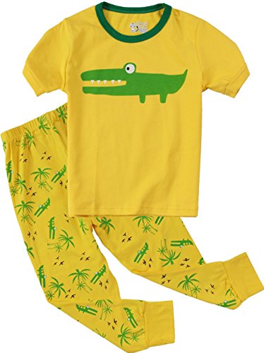 Crocodile Boys pajamas Children Sleepwear Kids 2 Piece Clothes Sets Yellow 7T