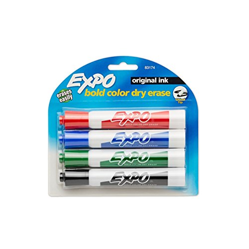 Expo Low Odor Chisel Tip Dry Erase Markers, 4 Colored Markers(83174)