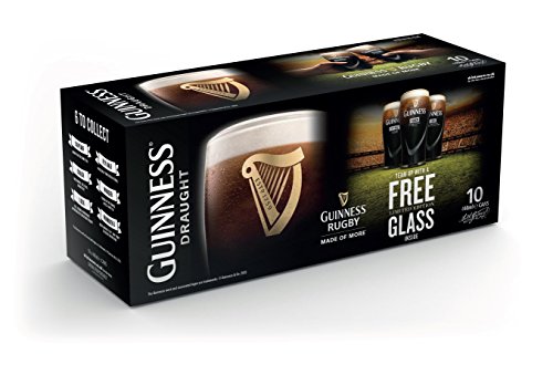 Guinness Draught In Can Beer 440 ml (Case of 10) with Free Glass
