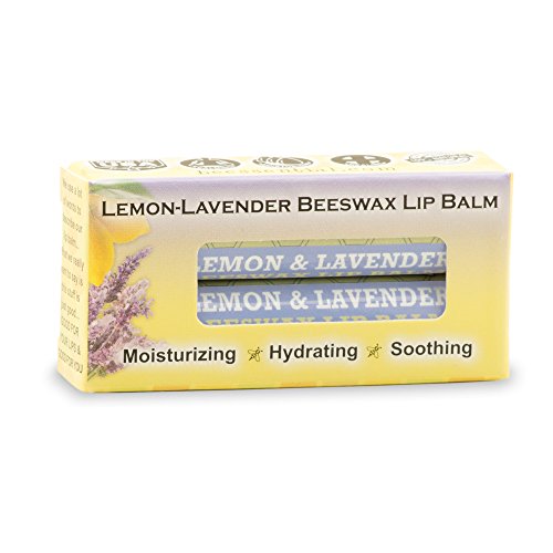 Beessential All Natural Lemon Lavender Lip Balm 2 pack - Voted Best for Dry and Chapped Lips - Great for Men, Women, and Children - Moisturizing Beeswax, Coconut, Shea and Cupuacu Butter