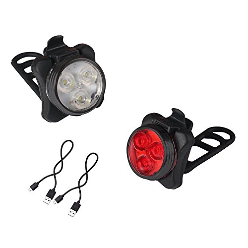 Bike Lights,SURPHY Rechargeable LED Bike Lights Set-Headlight Taillight Combinations LED Bicycle Light Set (650mah Lithium Battery, 4 Light Mode Options, 2 USB cables)
