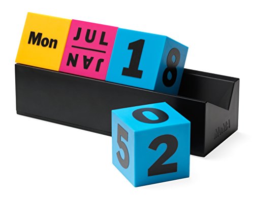 MoMA Perpetual Calendar Cubes Yellow/Pink/Blue