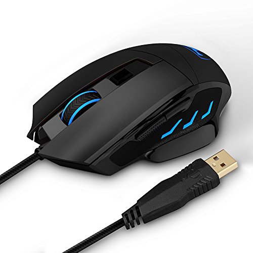 Pictek Programmable Laser Gaming Mouse with Adjustable DPI(Default 1000/16000/2400/3200/6400), 7 Buttons, Adjustable LED Backlight, for Gamers & Office