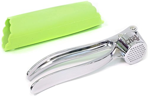 Garlic Press and Silicone Tube Peeler Set - Easily Peel, Press, and Mince Garlic and Ginger