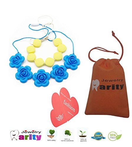 Silicone Baby Teething Nursing Necklace - Petals silicone necklace baby Safe For Mom To Wear,BPA Free Chew Beads , Best Teething toy for baby!Baby Teether Toys(2 pack)