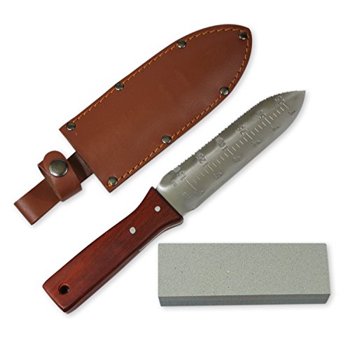 Greentisory Hori Hori Knife with Leather Sheath-Best Hand Spades in Garden Tools