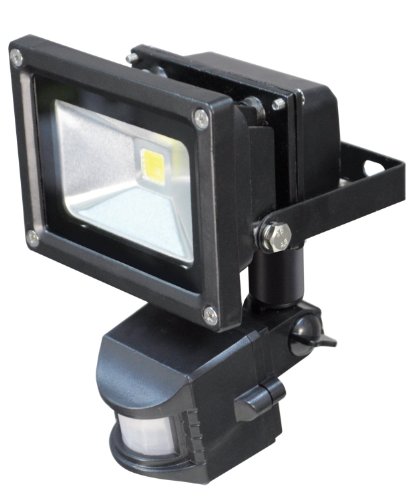 LED Low Energy Flood Light With PIR Sensor, BLACK Diecast Aluminium Body, IP54 Rated
