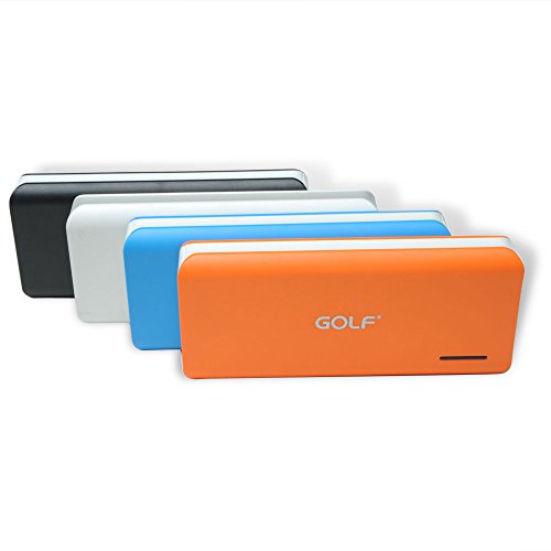 Golf 10,000mAh Portable Mobile Power Bank Charger Compact External Battery Pack with Dual USB Input for Mobile Phones, Smartphones, Tablets, Apple, iPhone, iPad, Samsung, Galaxy Tab (Orange)