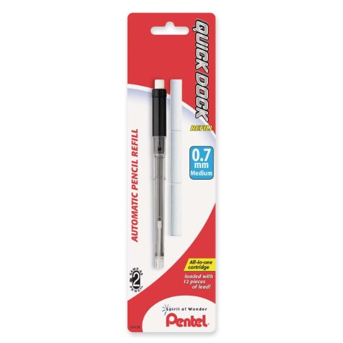 Pentel Refill Lead Cartridge for Quick Dock and 3 Erasers, 0.7mm (QD7LE3BP)