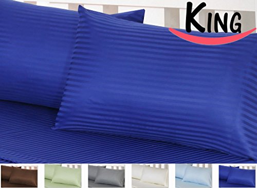 Utopia Bedding 2 Striped Pillowcases - Super Soft Woven Stripes HIGH QUALITY 100% Brushed Microfiber Premium Bedding Collections - Wrinkle, Fade, Stain Resistant - Hypoallergenic - Best For Bedroom, Guest Room, Children Room, RV, Vacation Home (King , Royal Blue)