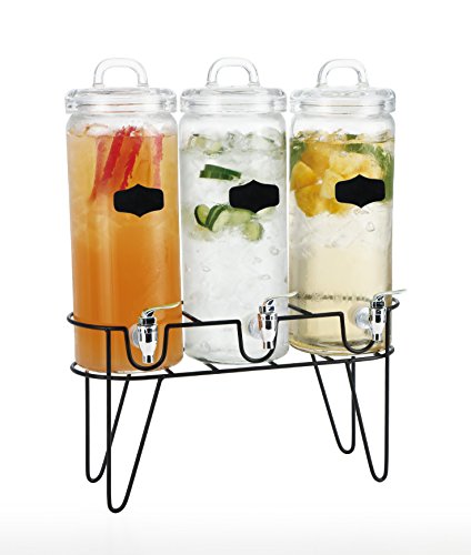 Simple Flow - 3 Piece Mason Jar Glass Drink Beverage Dispenser - 0.65 gallons each