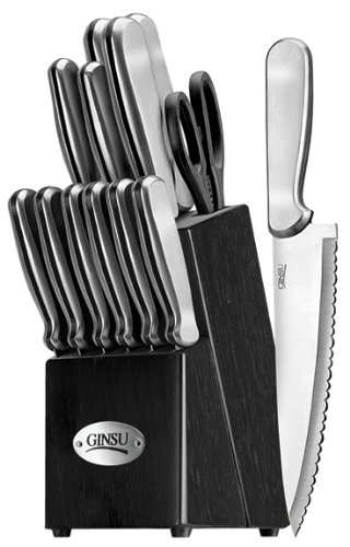 Ginsu 14-Piece Stainless Steel Knife Block Set, with Black Block