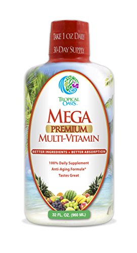 Mega Premium Liquid Multivitamin & Superfood - Natural anti-aging formula w/15 Vitamins, 70 Minerals, 21 Amino Acids, CoQ10 & Organic Aloe Vera. Great Tasting, Non-GMO, Sugar Free - Max Absorption!