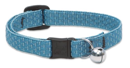 Lupine Eco 1/2-Inch Recycled Fiber Breakaway Cat Collar with Bell, Adjustable for 8 to 12-Inch Cats, Tropical Sea