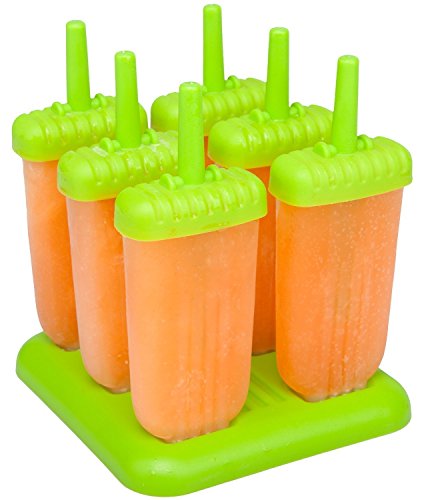 Ice Pop Molds Maker Popsicle Molds Ice Cream Frozen Pops Cake Treats Sets of 6 (Green)