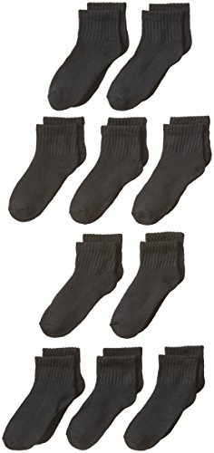 Fruit Of The Loom Big Boys' Ankle Socks, Black, 7-8.5 Sock/9-2.5 Shoe