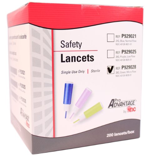 Safety Lancets - 28G Micro Flow - Box of 200