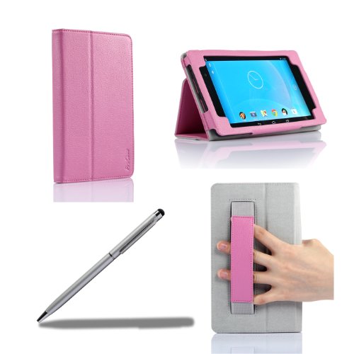 ProCase Google Nexus 7 II (2nd generation) Case with bonus stylus pen - Flip Stand Leather Cover Case for Google Asus Nexus 7 FHD Tablet (new 2013 model), 2013 Nexus 7 II 2 2.0 7 inch Tablet, Built-in Stand, with Auto Sleep / Wake Feature, Pink