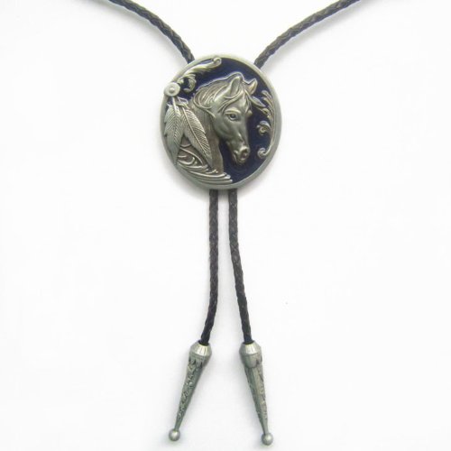Western Native American Indian Horse Bolo Tie
