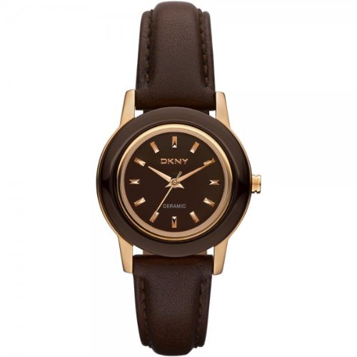DKNY NY8641 Ladies Ceramix Brown Leather Watch