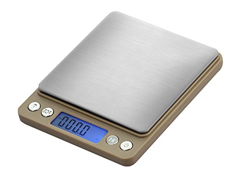 Global-store 500g Stainless Steel Digital Pocket Kitchen Scale with Back-Lit LCD Display 0.001oz/0.01g Resolution (Brown) (500g/0.01g/0.001oz)