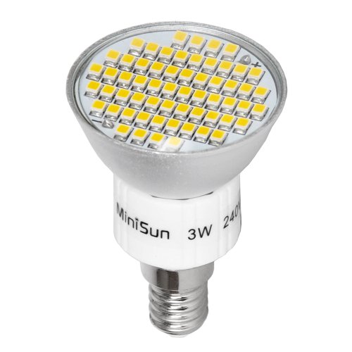 MiniSun Branded 3W Super Bright SES E14 LED Bulb with 60 x 3527 SMD LEDs - 400 Lumens - Daylight