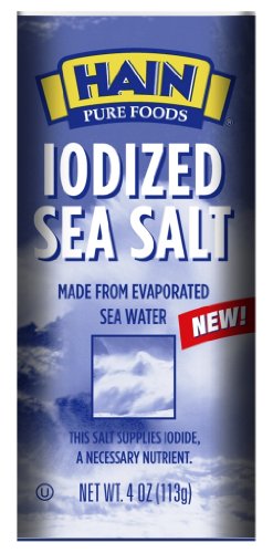 Hain Pure Foods Iodized Sea Salt, 4-Ounce Containers (Pack of 24)