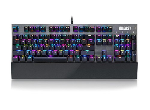 AllEasy Blue Switch LED Definable Mechanical Gaming Keyboard, RGB Backlit Wired Mechanical Keyboard