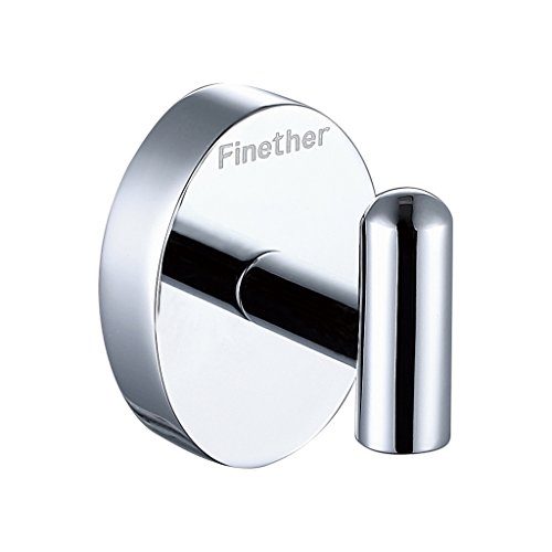 Finether High Quality Home Multi-purpose Round Wall Mounted Solid Brass Single Clothes Towel Hooks, Bathroom Accessories Robe Hook,Chrome Finish