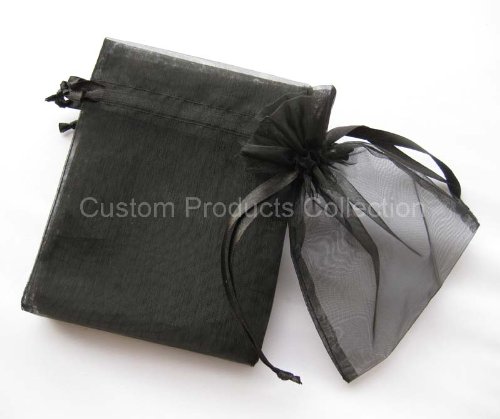 30 Black Organza Jewelry Gift Pouch Wedding Bags, 4 x 5.5