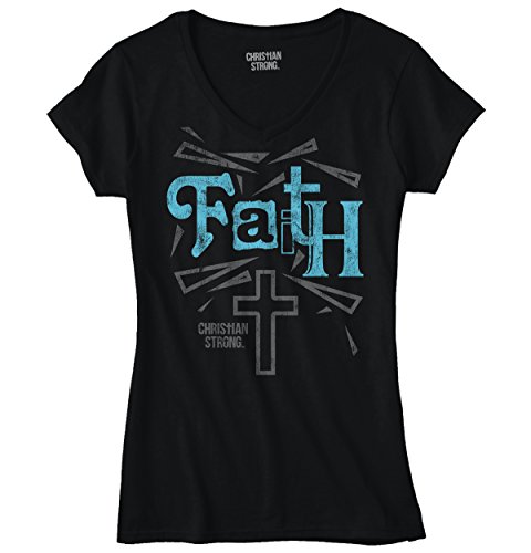 Christian Religious Faith Cross Christ Jesus God - Junior Fitted V-Neck T-Shirt