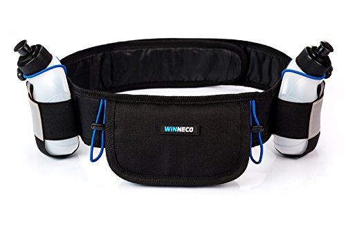 Hydration Running Belt with 2 Water Bottles (BPA Free, 9oz Each) - Fits iPhone 6, 7 Plus - Reflective Running Gear - Men or Women