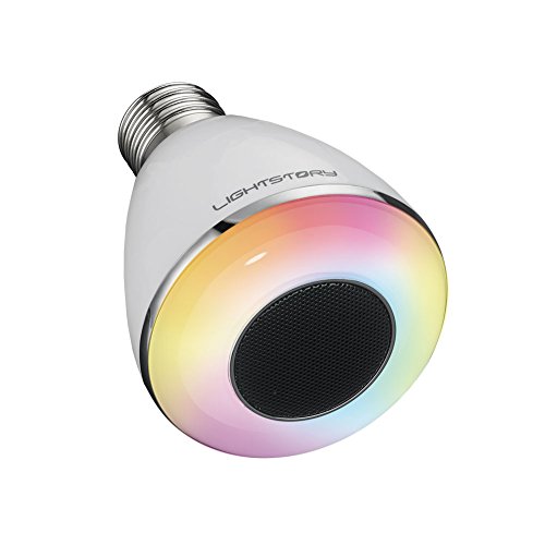 LIGHTSTORY Bluetooth Smart Bulb, E26 Base 8W 6500K Color Changing Speaker LED Bulb, Dimmable Wireless Light Bulb