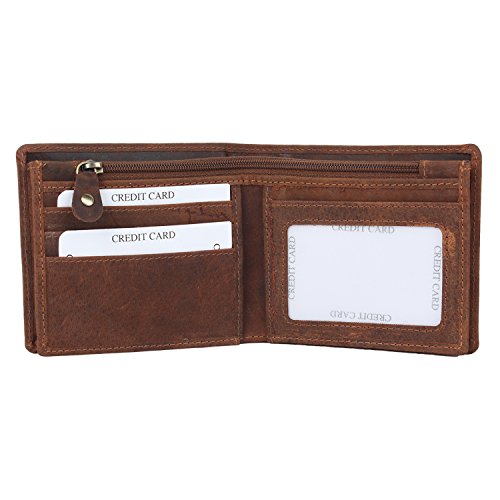 Rustic Town Handmade Leather Mens Wallet Premium Leather Bifold Wallets For Men