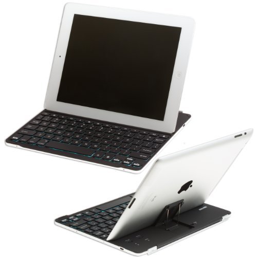 SHARKK Backlit Ultrathin iPad Bluetooth Wireless Keyboard Aluminum Cover Case with Stand for iPad 4 / 3 / 2 Keys Have 7 Backlight Color Options