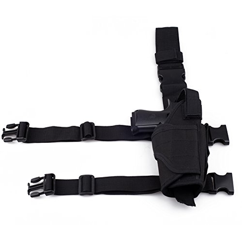 Cisno Drop Leg Adjustable Right Handed Tactical Thigh Pistol Gun Holster (Black)