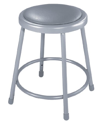 National Public Seating Steel Stool with 18 Vinyl Upholstered Seat, Grey