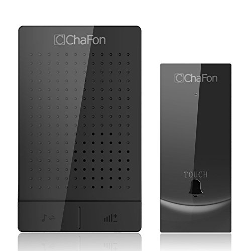 Chafon CF88 Wireless Doorbell,Touch Sensor Doorbell Chime Kit,Operating At 1000 ft / 300m Range ,36 Optional Melodies Chimes ,1 Touch Push Button Transmitter & 1 Plug-in Door Chime(Black)