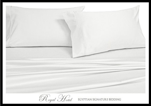 Royal's Solid White 1000-Thread-Count 4pc King Bed Sheet Set 100-Percent Egyptian Cotton, Sateen Solid, Deep Pocket