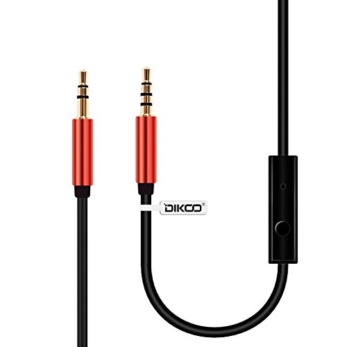 DIKOO 3.5mm Male to Male Stereo Audio Aux Cable with Microphone for Car stereos,MP3,iPhone,iPad,Samsung,HTC and Other Android Phones