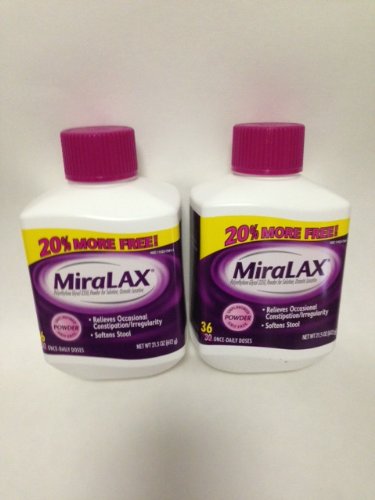 MiraLAX Laxative, Stool Softener Powder 36 doses, 21.5 oz (2 Pack)