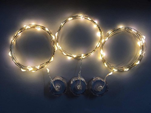 LXS Battery Operated submersible String Lights 3 Sets of 7Ft /20 LEDS Warm White Color,Amazingly Bright - Ultra-thin Flexible Easy to Wrap Silver Extra Thin Copper Wire,Fairy Light Effect