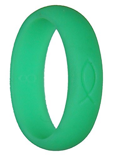 Women's Silicone Wedding Rings by Mada Rings - Female Bands for Athletic, Outdoor, or Busy Lifestyles - Hypoallergenic, Medical-Grade Silicone - Sleek, Stylish and Flexible (Green, 7 (17.3 mm))