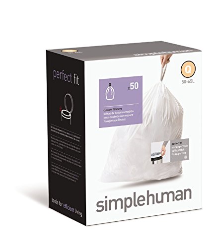 simplehuman Custom Fit Trash Can Liner P, 50-60 L / 14.5-16 Gal, 50-Count Box