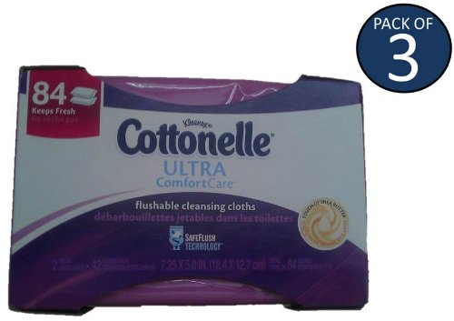Cottonelle Ultra Comfort Care Flushable Cleansing Cloths Refill (Pack of 3) (Purple)