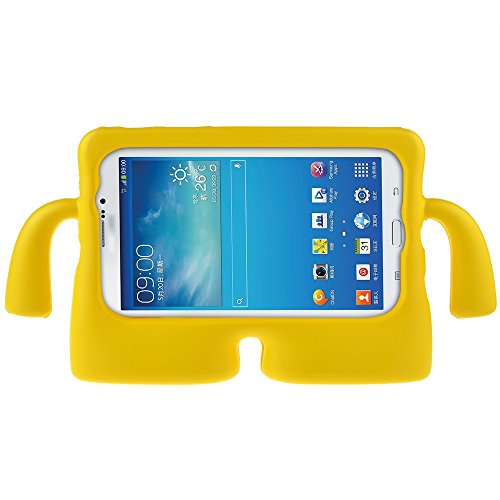 ABLEGRID® Protective Rubberise EVA Foam Childproof Shockproof Cover Case Durable Light Weight Cute Cartoon Kids Case for Samsung Galaxy Tablet 2 /3 /3 Lite / 4 / Q (7 inch version) (Yellow)
