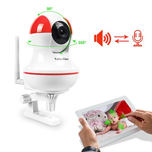 A-zone Wireless Infant/ Baby Home Pet Monitors with HD 720P Security IP Camera, Pan Tile Night Version 2 way Audio (Red&White)