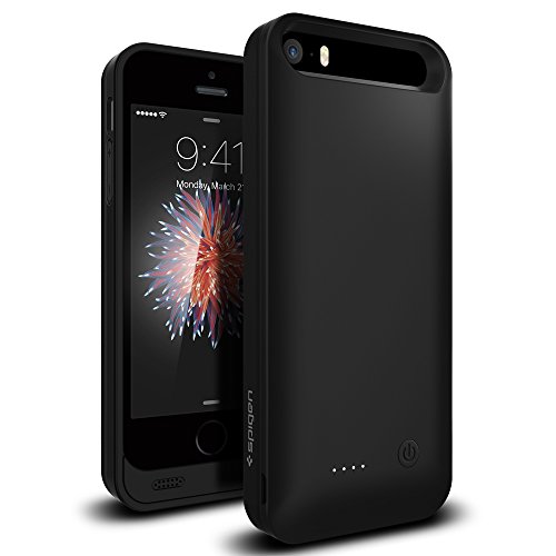 iPhone SE Battery Case, Spigen® External Charger Case / Portable Charger [Black] MFi Apple Certified Charging Case for iPhone SE / iPhone 5 / iPhone 5S [2400 mah] - (041BP20296)